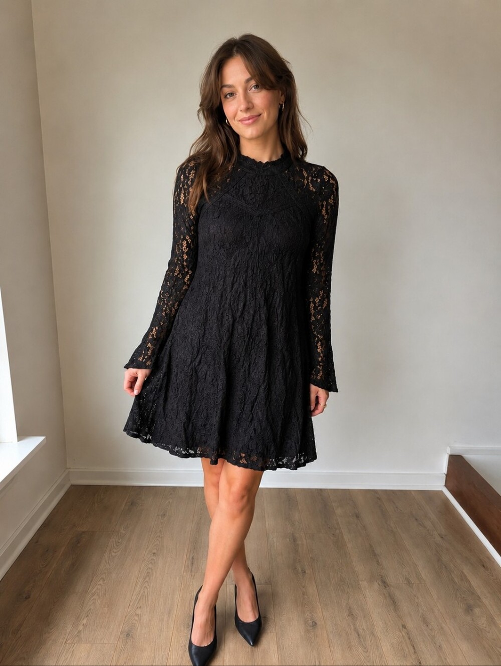 Women's small city triangles black dress